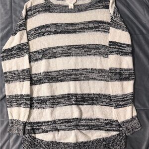 LOFT Monochrome Striped Crew Neck Sweater